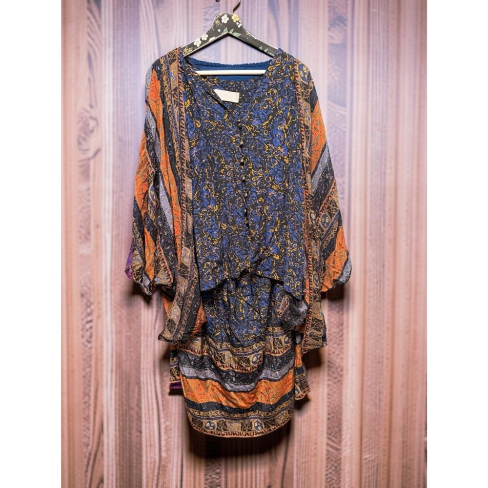 A.C. Sport Vintage 90s 2-Piece Blouse Skirt Set Baroque Print Size 16W Plus